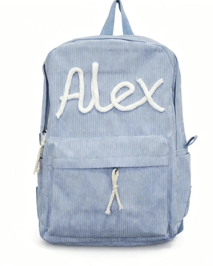 Rucksack mit Rolltop Weiss – Blau Akzente