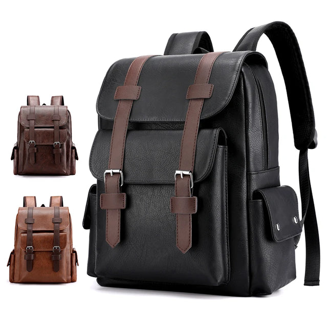 Eleganter Rolltop Rucksack Herren PU-Leder