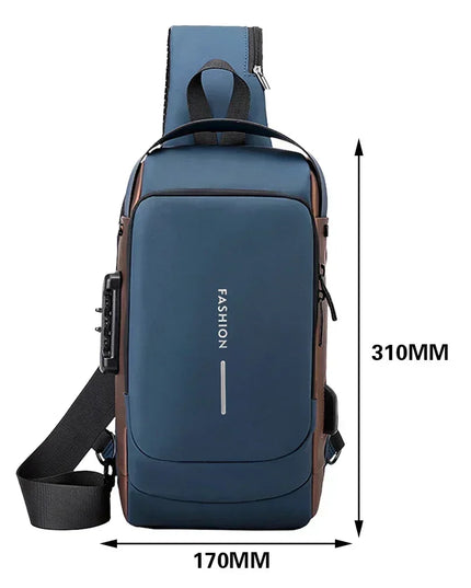 Rolltop Rucksack Herren Blau USB-Port