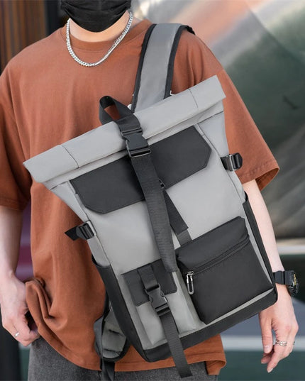 Rolltop Rucksack Wasserdicht Grau Stylisch