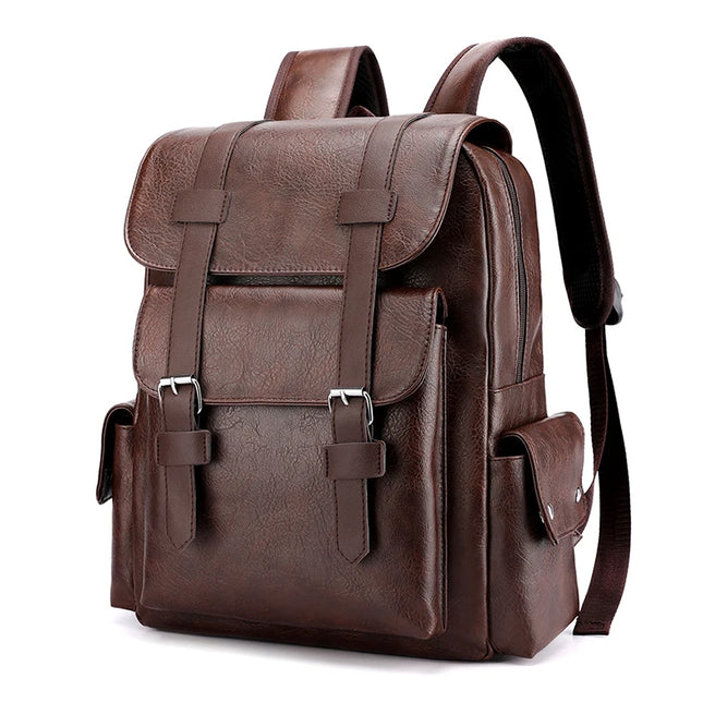 Eleganter Rolltop Rucksack Herren PU-Leder