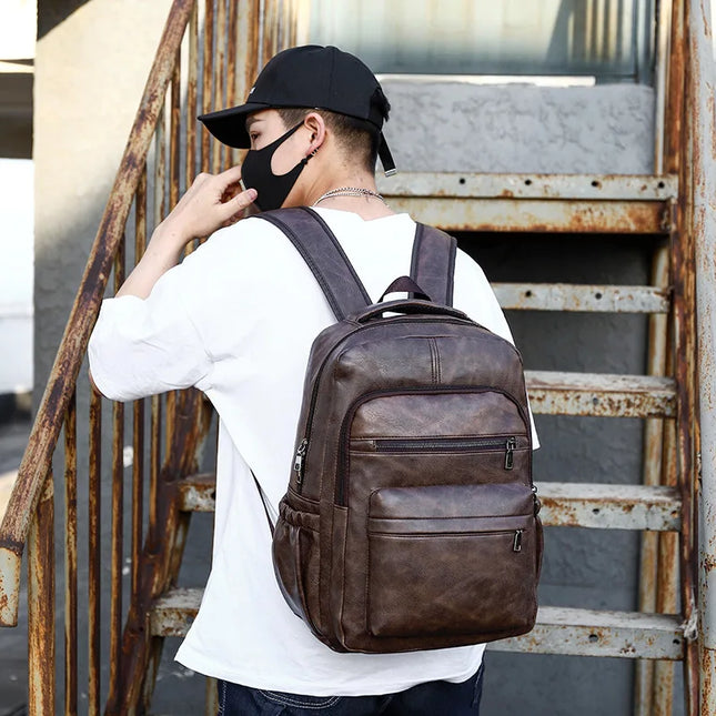 Rolltop Rucksack Herren Schwarz mit USB