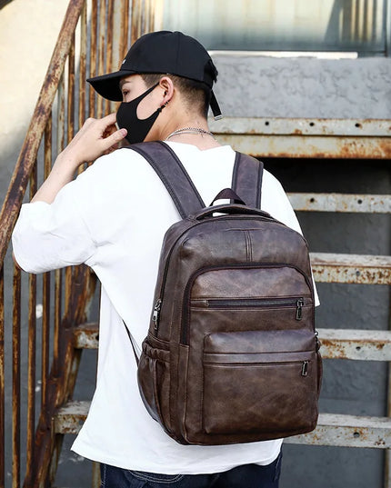 Rolltop Rucksack Herren Schwarz mit USB