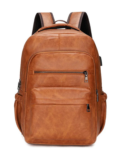 Rolltop Rucksack Herren Braun mit USB