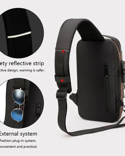 Rolltop Rucksack Herren Blau USB-Port