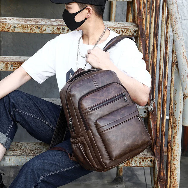 Rolltop Rucksack Herren Schwarz mit USB