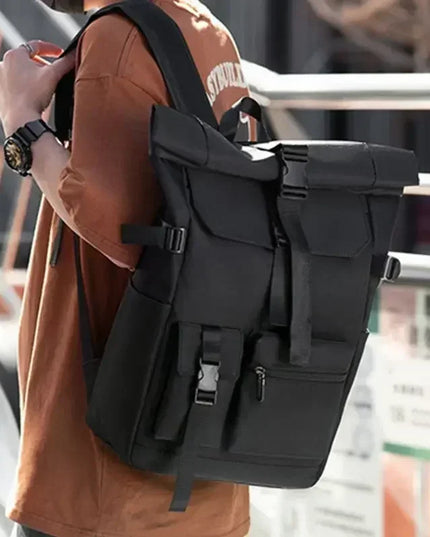 Rolltop Rucksack Wasserdicht Schwarz Urban
