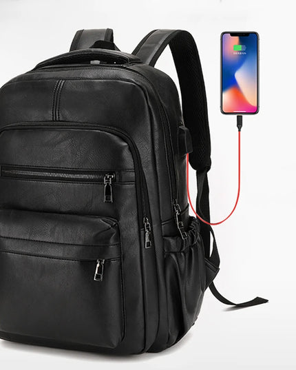 Rolltop Rucksack Herren Schwarz mit USB