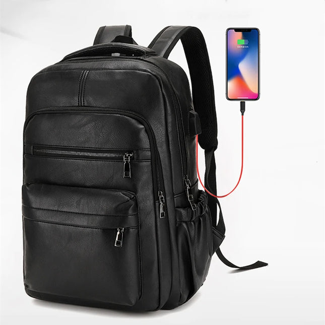 Rolltop Rucksack Herren Schwarz mit USB