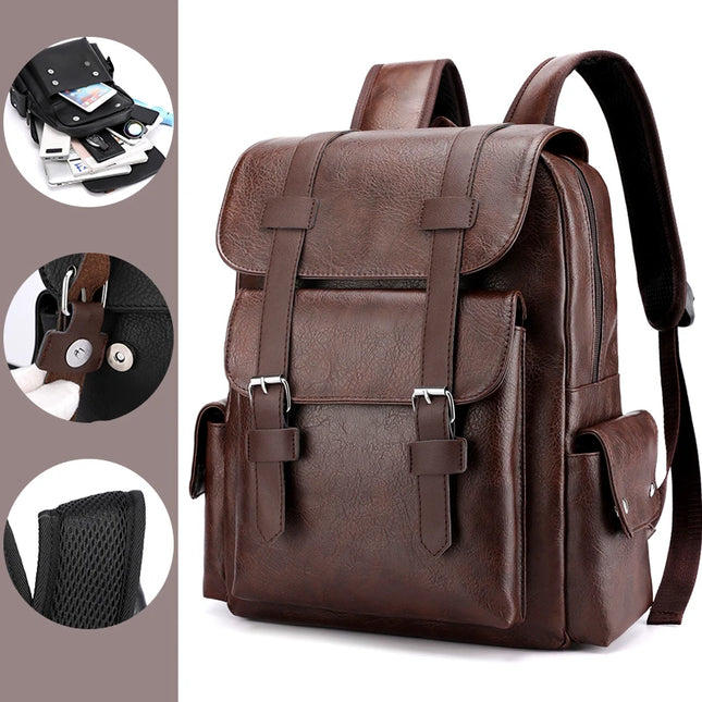 Eleganter Rolltop Rucksack Herren PU-Leder