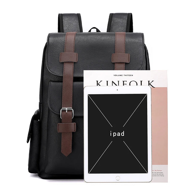 Eleganter Rolltop Rucksack Herren PU-Leder
