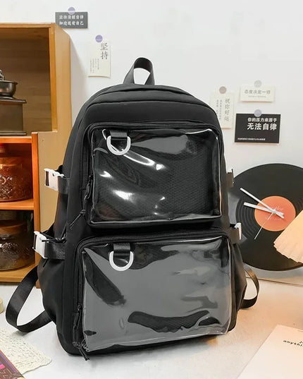 Rolltop Rucksack Damen Schwarz Klassisch