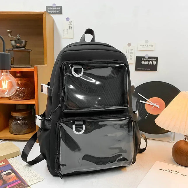 Rolltop Rucksack Damen Schwarz Klassisch