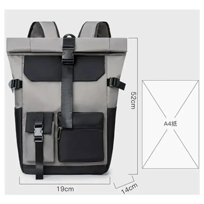 Rolltop Rucksack Wasserdicht Grau Stylisch – Bild 5
