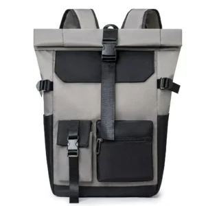 Rolltop Rucksack Wasserdicht Grau Stylisch